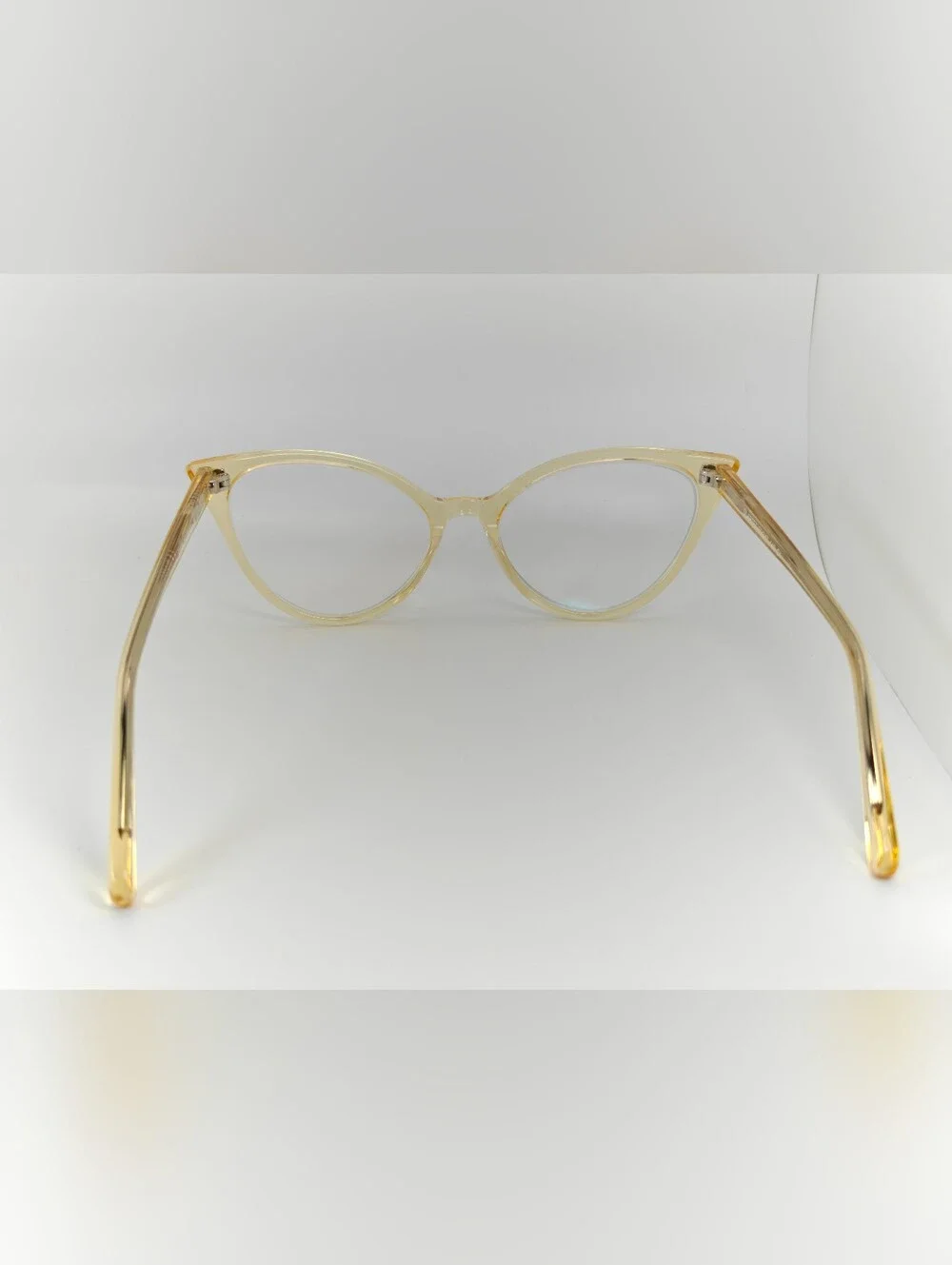 Quartet. Clear Yellow Cat-Eye Women's Fashion Glasses.